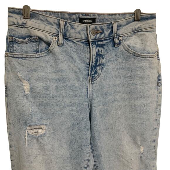 Express 90s Ankle Boot Mid Rise Light Wash Jeans Womens OS (M) - Picture 5 of 11